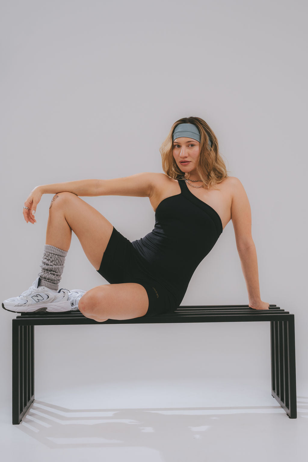 Essential One-Shoulder Sculpt Onesie – Black